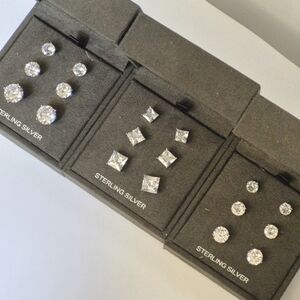 Sterling Silver Stud Earrings Set